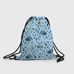 Рюкзак-мешок Дождливая осень Тучки и дождь, цвет: 3D-принт