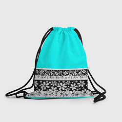 Рюкзак-мешок Цветочный бирюзовый узор, цвет: 3D-принт