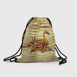 Рюкзак-мешок Золотой фламинго и цветок, цвет: 3D-принт