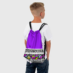 Рюкзак-мешок Яркий фиолетовый цветочный, цвет: 3D-принт — фото 2