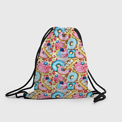 Рюкзак-мешок Вкусный узор из сладостей, цвет: 3D-принт