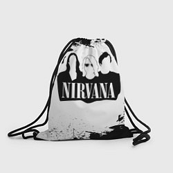 Рюкзак-мешок Нирвана Рок Группа Гранж ЧБ Nirvana, цвет: 3D-принт