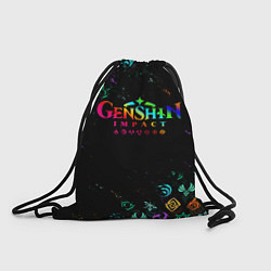 Мешок для обуви GENSHIN IMPACT NEON LOGO RAINBOW STYLE, ЭМБЛЕМЫ