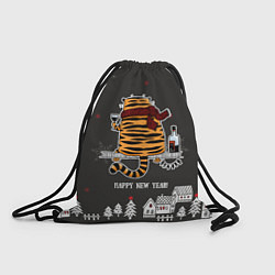 Рюкзак-мешок Одинокий тигр пьет винишко, цвет: 3D-принт