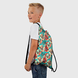Рюкзак-мешок Прикольные Мопсы, цвет: 3D-принт — фото 2