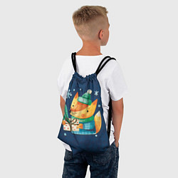 Рюкзак-мешок Лис-подарок в узорах, цвет: 3D-принт — фото 2