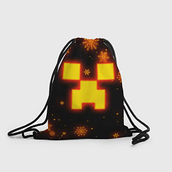 Рюкзак-мешок НОВОГОДНИЙ ОГНЕННЫЙ КРИПЕР CREEPER FIRE, цвет: 3D-принт