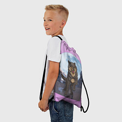 Рюкзак-мешок Волк оборотень в полнолуние, лиловое небо, цвет: 3D-принт — фото 2