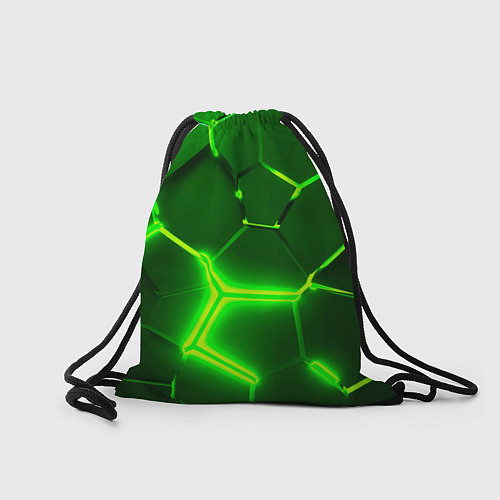 Мешок для обуви 3D ПЛИТЫ НЕОН NEON GREEN HEXAGON РАЗЛОМ / 3D-принт – фото 2