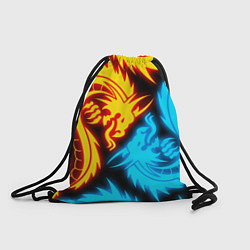 Рюкзак-мешок НЕОНОВЫЕ ДРАКОНЫ NEON DRAGONS, цвет: 3D-принт