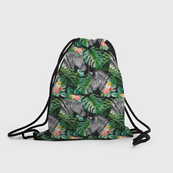 Рюкзак-мешок Зебра и листья, цвет: 3D-принт