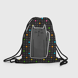 Рюкзак-мешок Черный длинный котик, цвет: 3D-принт