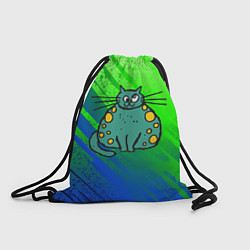 Рюкзак-мешок Прикольный зеленый кот, цвет: 3D-принт