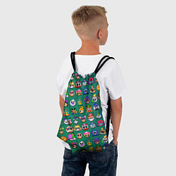 Рюкзак-мешок Значки на скины Бравл Старс Brawl Зеленый градиент, цвет: 3D-принт — фото 2