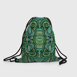 Рюкзак-мешок Абстракция Калейдоскоп Зеленый, голубой и черный ц, цвет: 3D-принт