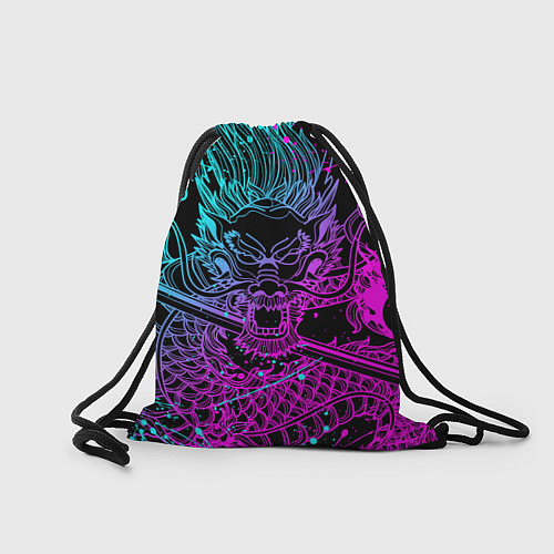 Мешок для обуви НЕОНОВЫЕ ДРАКОНЫ NEON DRAGON БРЫЗГИ КРАСОК / 3D-принт – фото 2