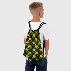 Рюкзак-мешок Желтые цветочки паттерн, цвет: 3D-принт — фото 2