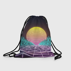 Рюкзак-мешок Vaporwave Закат солнца в горах Neon, цвет: 3D-принт
