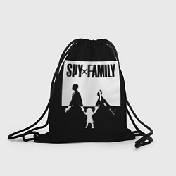 Рюкзак-мешок Spy x Family: Семья шпиона черно-белая, цвет: 3D-принт
