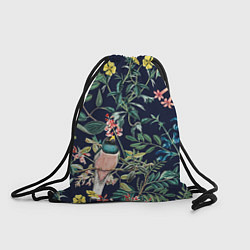 Рюкзак-мешок Цветы и Розовые Птицы В Саду, цвет: 3D-принт