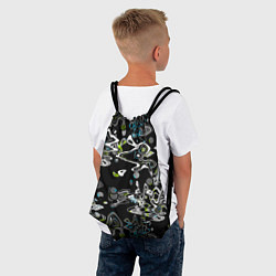 Рюкзак-мешок Черно-белый с синими вкраплениями абстрактный узор, цвет: 3D-принт — фото 2