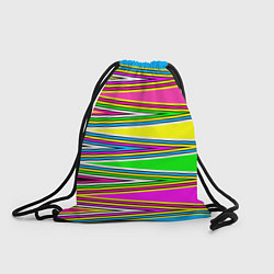 Рюкзак-мешок Полосатый радужный разноцветный геометрический узо, цвет: 3D-принт