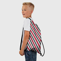 Рюкзак-мешок Красно-серый полосатый узор, цвет: 3D-принт — фото 2