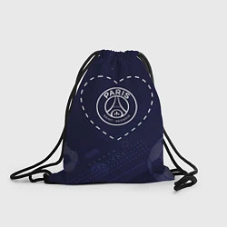 Рюкзак-мешок Лого PSG в сердечке на фоне мячей, цвет: 3D-принт