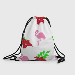 Рюкзак-мешок Розовый фламинго с цветами, цвет: 3D-принт
