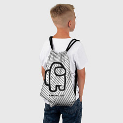 Рюкзак-мешок Символ Among Us на светлом фоне с полосами, цвет: 3D-принт — фото 2