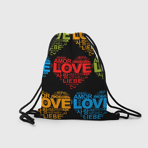 Мешок для обуви Love, Amor, Любовь - Неон версия / 3D-принт – фото 2