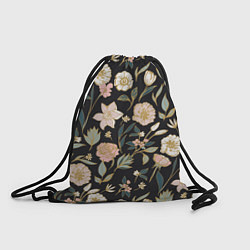 Рюкзак-мешок Цветы Астры На Чёрном Фоне, цвет: 3D-принт