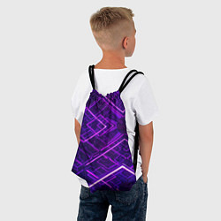 Рюкзак-мешок Неоновые ромбы в абстракции - Фиолетовый, цвет: 3D-принт — фото 2