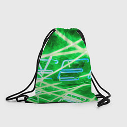 Рюкзак-мешок Неоновые лучи и буквы - Зелёный, цвет: 3D-принт