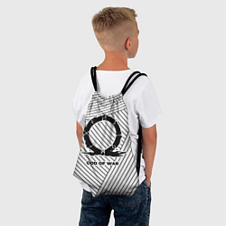 Рюкзак-мешок Символ God of War на светлом фоне с полосами, цвет: 3D-принт — фото 2