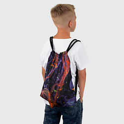 Рюкзак-мешок Неоновые краски во тьме - Оранжевый и фиолетовый, цвет: 3D-принт — фото 2