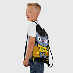 Рюкзак-мешок Детский рисунок - котик, цвет: 3D-принт — фото 2
