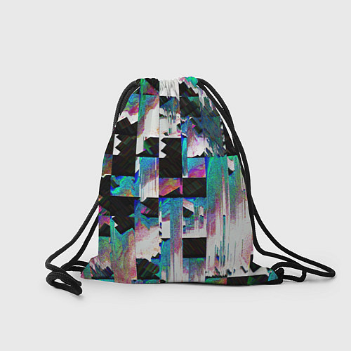 Мешок для обуви Glitch Abstract squares Глитч Абстрактные квадраты / 3D-принт – фото 2