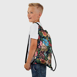 Рюкзак-мешок Паттерн из цветов, черепов и саламандр, цвет: 3D-принт — фото 2