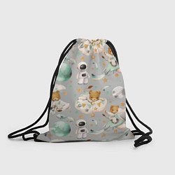 Рюкзак-мешок Львенок на ракете на сером, цвет: 3D-принт