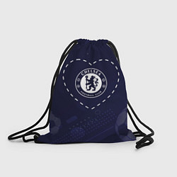 Рюкзак-мешок Лого Chelsea в сердечке на фоне мячей, цвет: 3D-принт