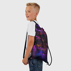 Рюкзак-мешок Неоновые лучи и листья - Фиолетовый, цвет: 3D-принт — фото 2