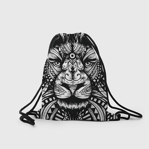 Мешок для обуви Черно белый Африканский Лев Black and White Lion / 3D-принт – фото 2