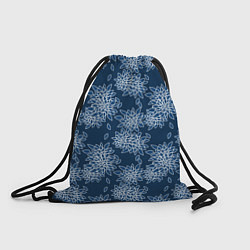 Рюкзак-мешок Темно-синий цветочный узор pattern, цвет: 3D-принт