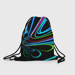 Рюкзак-мешок Неоновый многоцветный узор - Светло-синий, цвет: 3D-принт