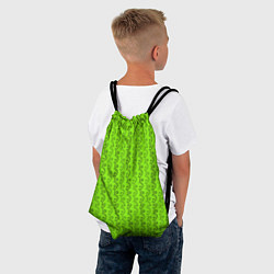 Рюкзак-мешок Зеленые узоры в виде листочков, цвет: 3D-принт — фото 2