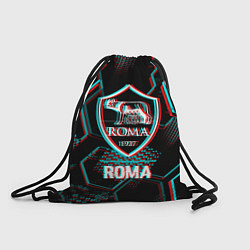 Мешок для обуви Roma FC в стиле Glitch на темном фоне