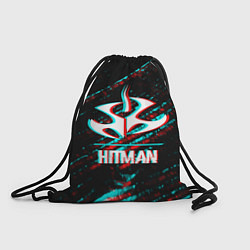 Рюкзак-мешок Hitman в стиле Glitch и Баги Графики на темном фон, цвет: 3D-принт