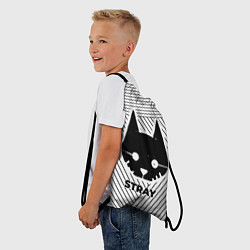 Рюкзак-мешок Символ Stray на светлом фоне с полосами, цвет: 3D-принт — фото 2