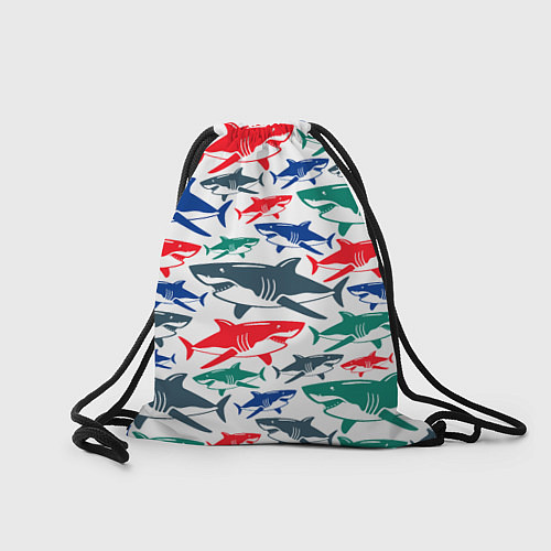 Мешок для обуви Стая разноцветных акул - паттерн / 3D-принт – фото 2
